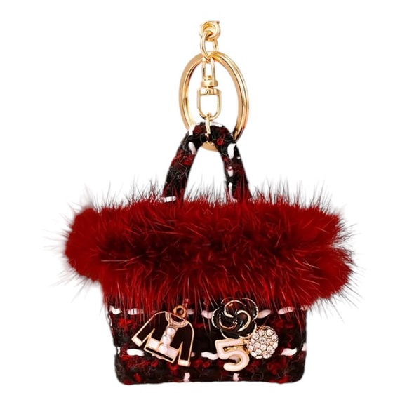 🆕 Mink Small Fragrance Holder - Women's Bag Pendant Key Chain Ring - Lux Red - Picture 4 of 8